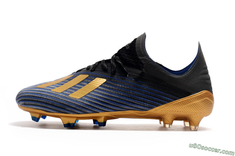 Adidas X 19.1 FG Firm Ground Soccer Cleats - Blue/Black/Gold 2