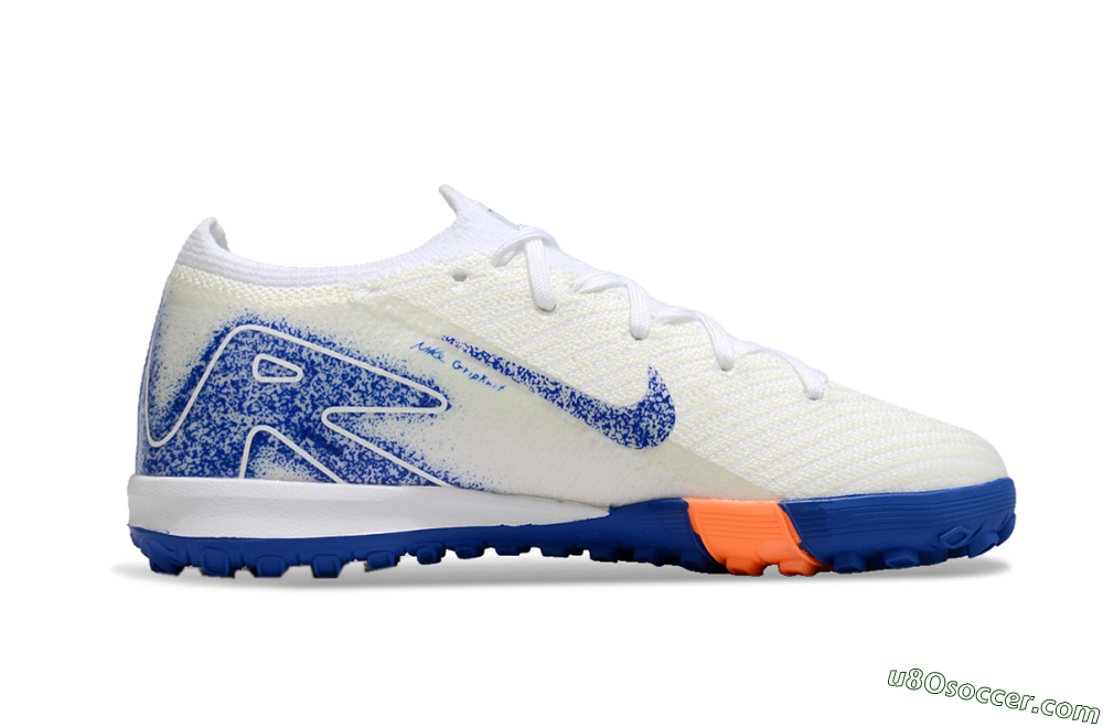 Kids Nike Air Zoom Mercurial Vapor 16 Elite TF Artificial Turf Soccer Shoes - Beige/Blue/White 6