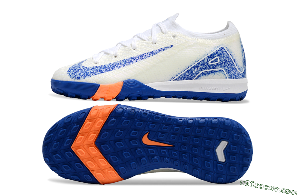 Kids Nike Air Zoom Mercurial Vapor 16 Elite TF Artificial Turf Soccer Shoes - Beige/Blue/White 0