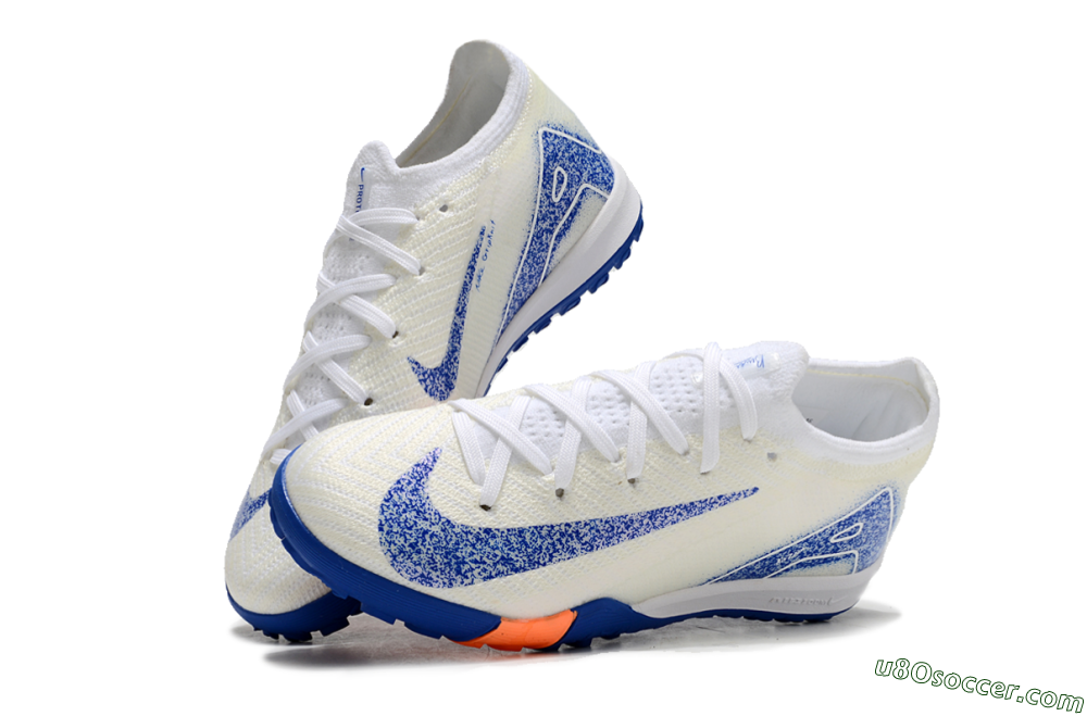Kids Nike Air Zoom Mercurial Vapor 16 Elite TF Artificial Turf Soccer Shoes - Beige/Blue/White 3