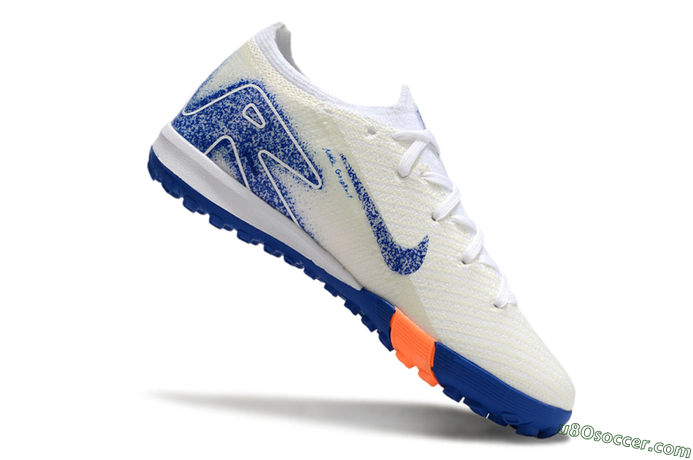 Kids Nike Air Zoom Mercurial Vapor 16 Elite TF Artificial Turf Soccer Shoes - Beige/Blue/White 4