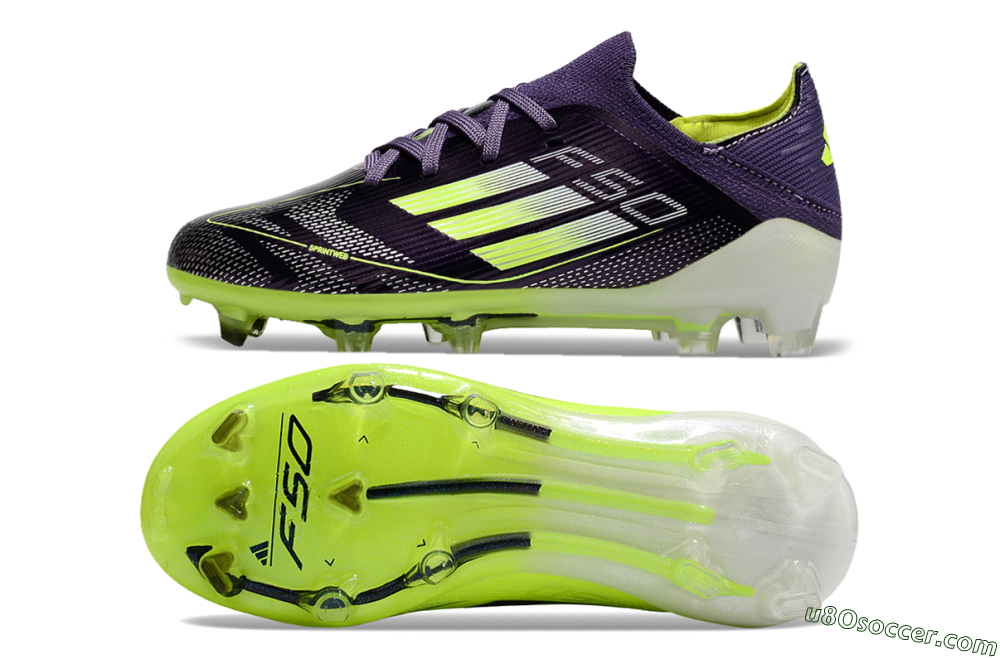 Kids Adidas F50 Elite FG Firm Ground Soccer Cleats - Purple/Yellow/White 0