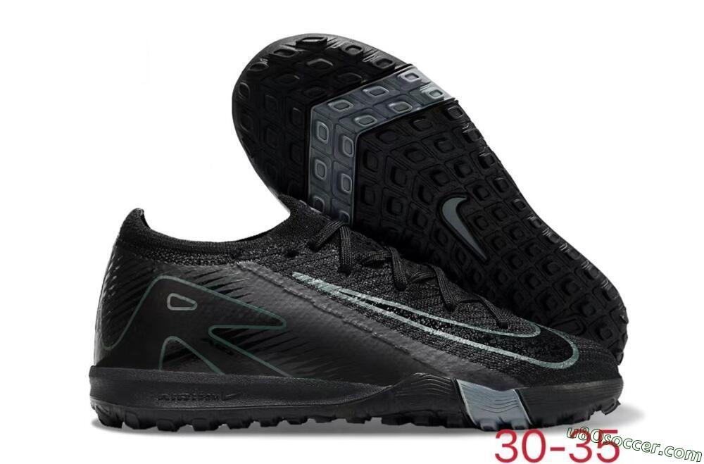 Kids Nike Air Zoom Mercurial Vapor 16 Elite TF Artificial Turf Soccer Shoes - Black/Green/Silver 1