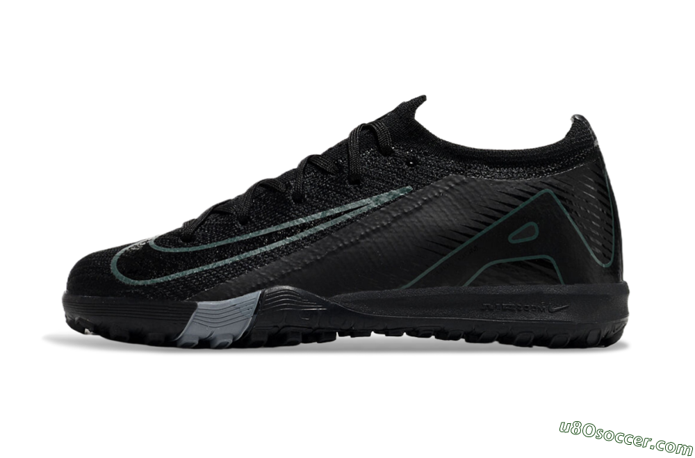 Kids Nike Air Zoom Mercurial Vapor 16 Elite TF Artificial Turf Soccer Shoes - Black/Green/Silver 2