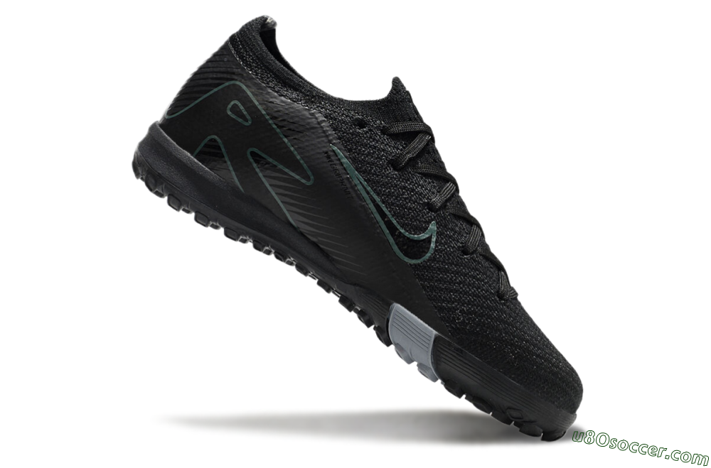 Kids Nike Air Zoom Mercurial Vapor 16 Elite TF Artificial Turf Soccer Shoes - Black/Green/Silver 4