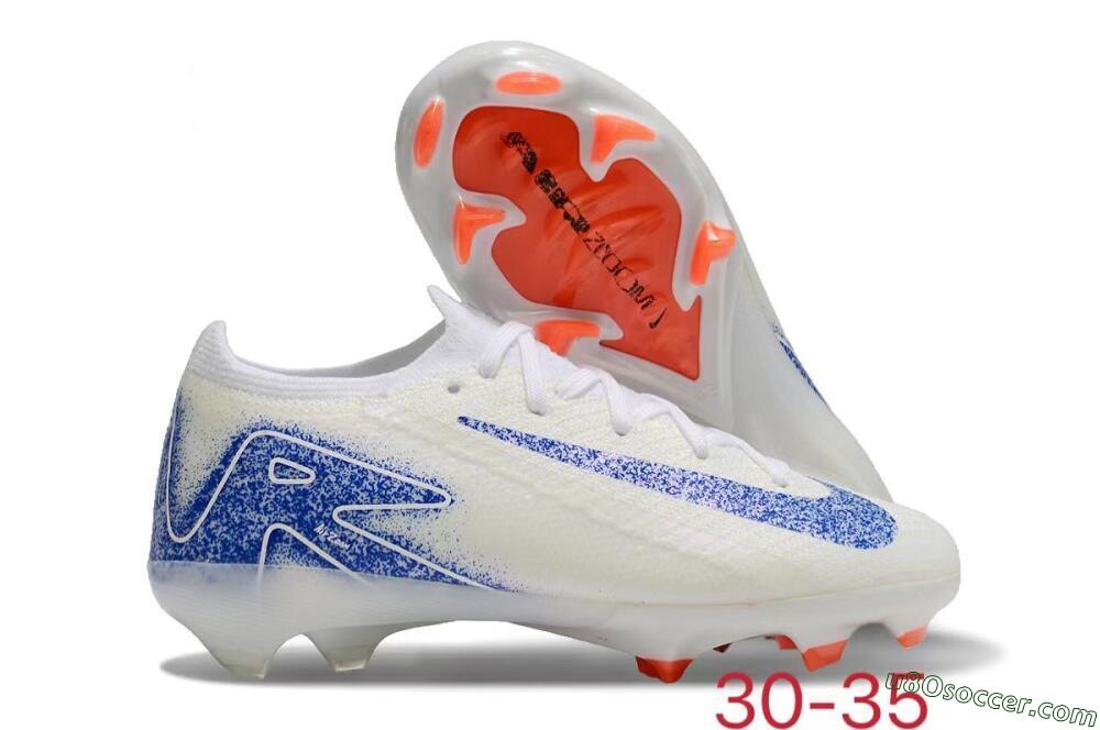 Kids Nike Air Zoom Mercurial Vapor 16 Elite FG Firm Ground Soccer Cleats - Beige/Blue/White 1