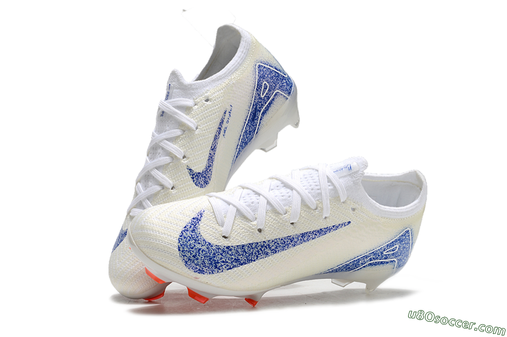 Kids Nike Air Zoom Mercurial Vapor 16 Elite FG Firm Ground Soccer Cleats - Beige/Blue/White 3