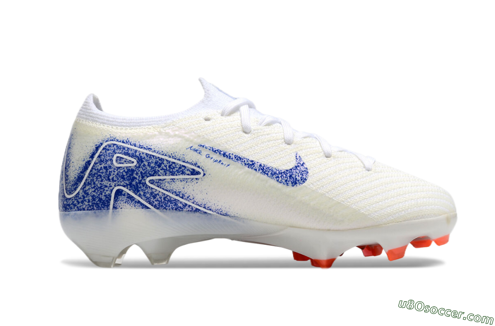 Kids Nike Air Zoom Mercurial Vapor 16 Elite FG Firm Ground Soccer Cleats - Beige/Blue/White 6