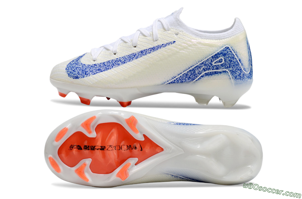 Kids Nike Air Zoom Mercurial Vapor 16 Elite FG Firm Ground Soccer Cleats - Beige/Blue/White 0