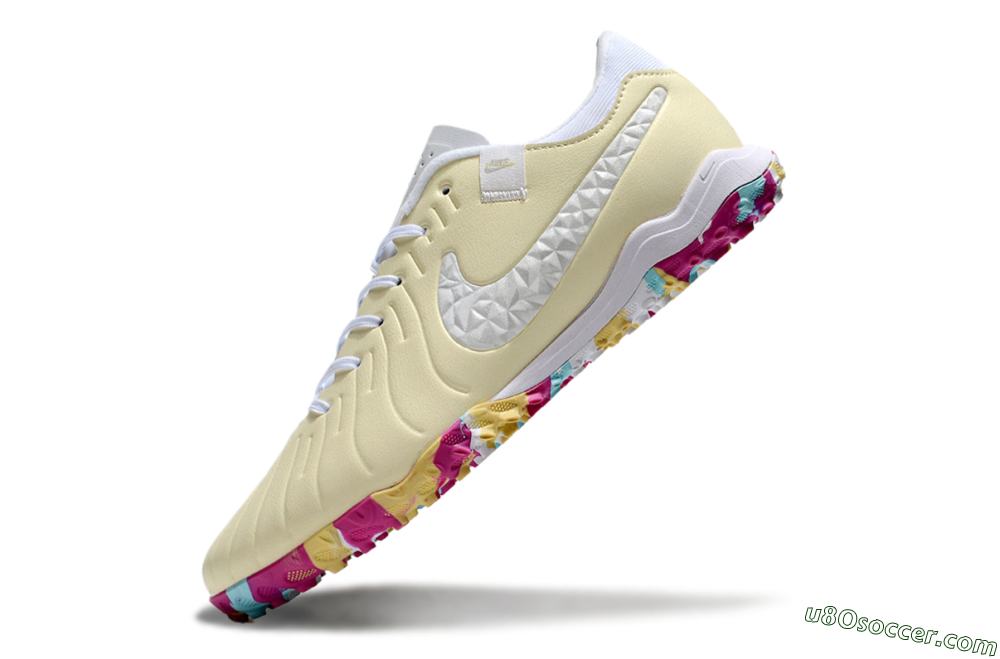 Nike Tiempo Legend 10 Pro TF Artificial Turf Soccer Shoes - Beige/White/Rainbow 5