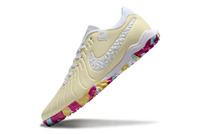 Nike Tiempo Legend 10 Pro TF Artificial Turf Soccer Shoes - Beige/White/Rainbow