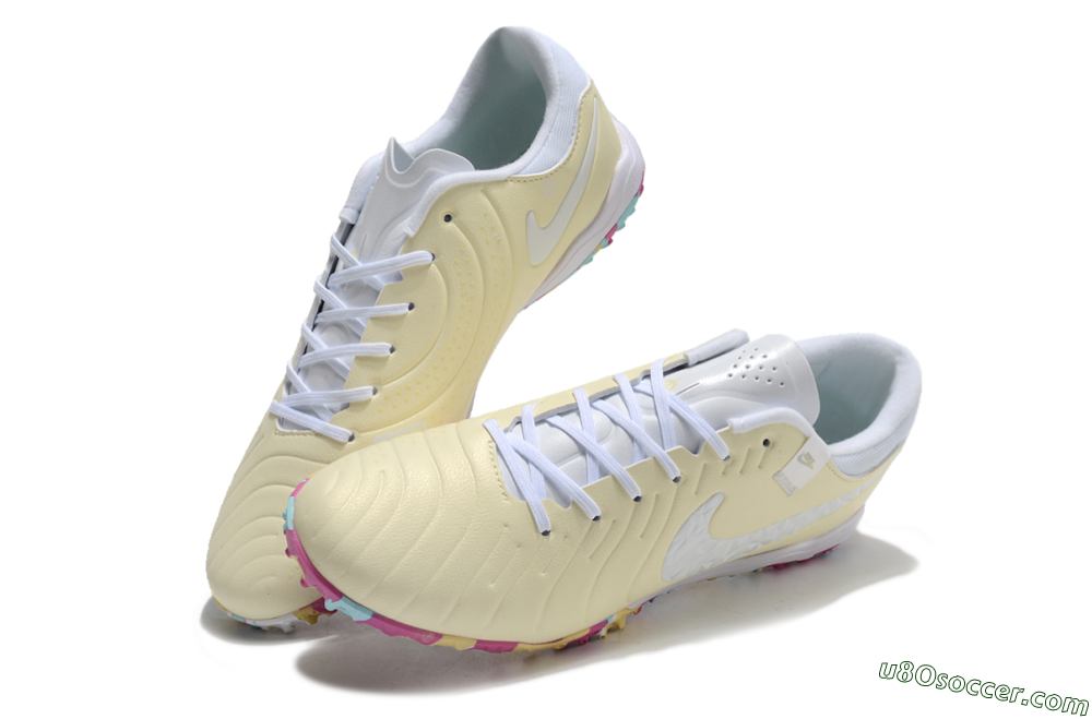 Nike Tiempo Legend 10 Pro TF Artificial Turf Soccer Shoes - Beige/White/Rainbow 3