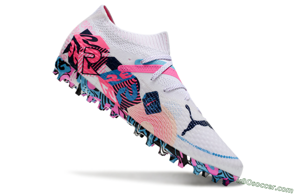Puma Future Ultimate MG Multi Ground Soccer Cleats - White/Blue/Pink 4