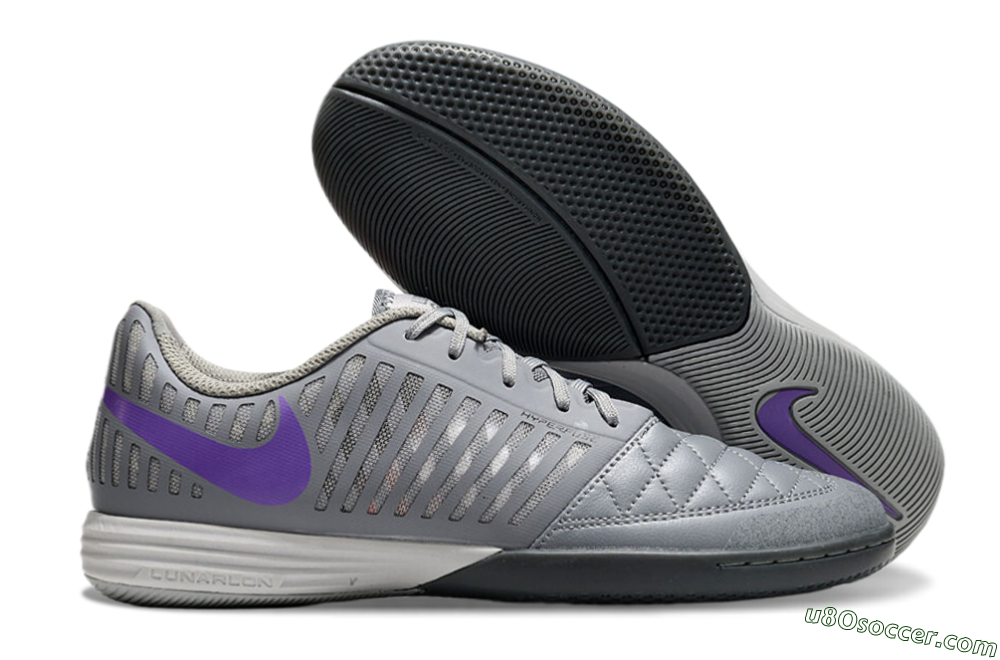 Nike Lunar Gato 2 IC Indoor & Futsal Soccer Shoes - Grey/Purple/White 1