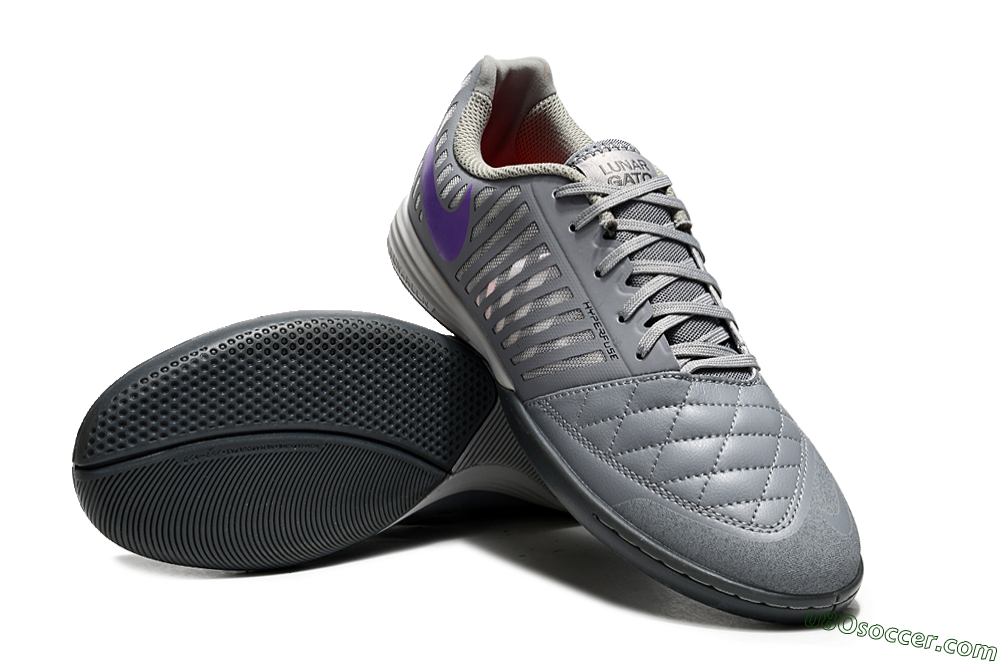 Nike Lunar Gato 2 IC Indoor & Futsal Soccer Shoes - Grey/Purple/White 3