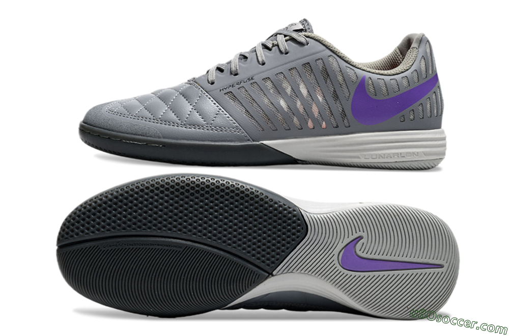 Nike Lunar Gato 2 IC Indoor & Futsal Soccer Shoes - Grey/Purple/White 0