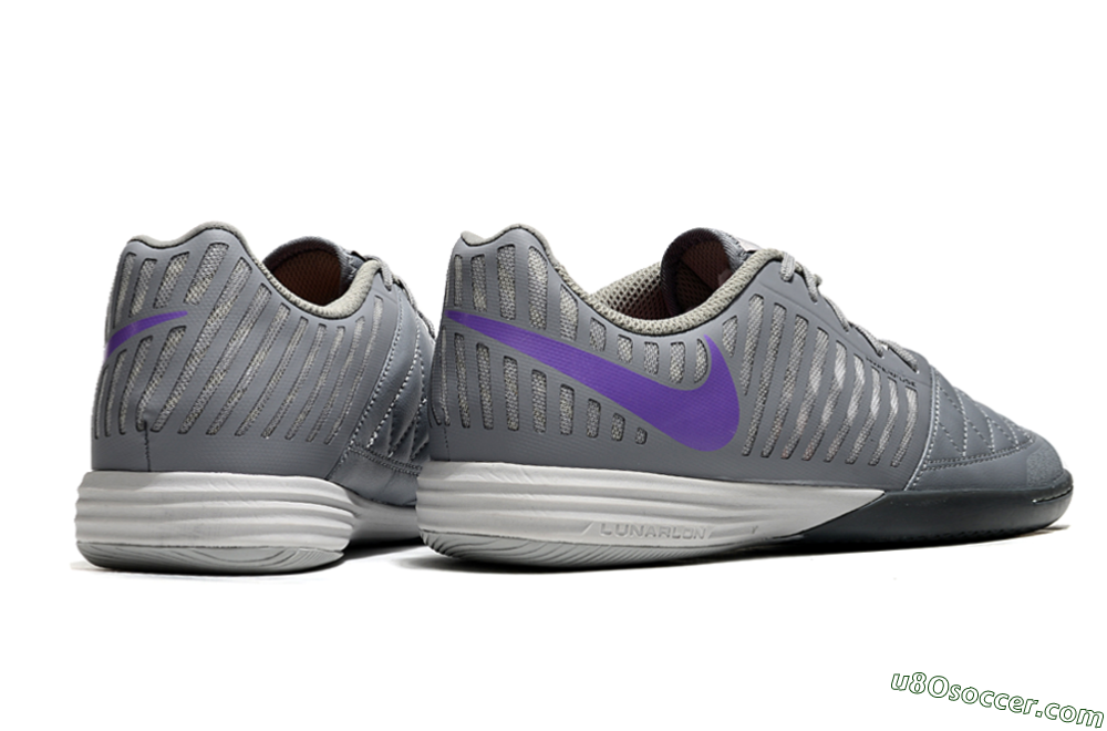 Nike Lunar Gato 2 IC Indoor & Futsal Soccer Shoes - Grey/Purple/White 6
