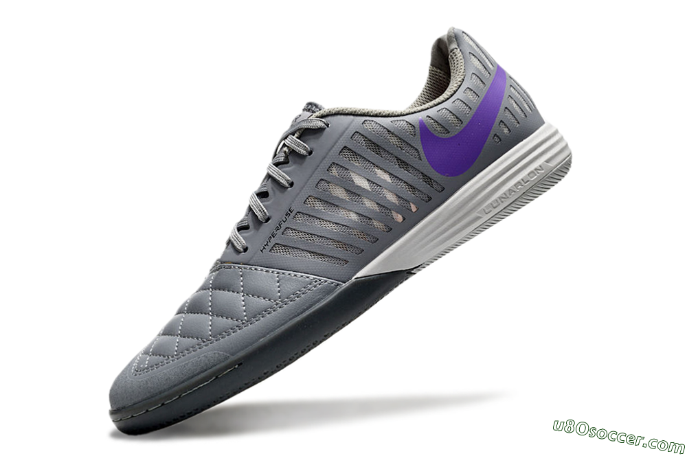 Nike Lunar Gato 2 IC Indoor & Futsal Soccer Shoes - Grey/Purple/White 5