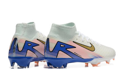 Nike Air Zoom Mercurial Superfly 10 Elite FG Firm Ground Soccer Cleats - White/Gold/Blue/Pink