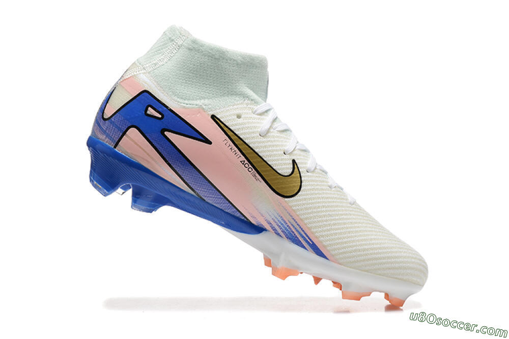 Nike Air Zoom Mercurial Superfly 10 Elite FG Firm Ground Soccer Cleats - White/Gold/Blue/Pink 4