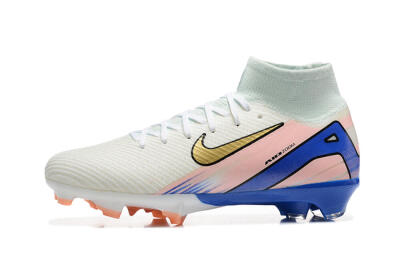 Nike Air Zoom Mercurial Superfly 10 Elite FG Firm Ground Soccer Cleats - White/Gold/Blue/Pink