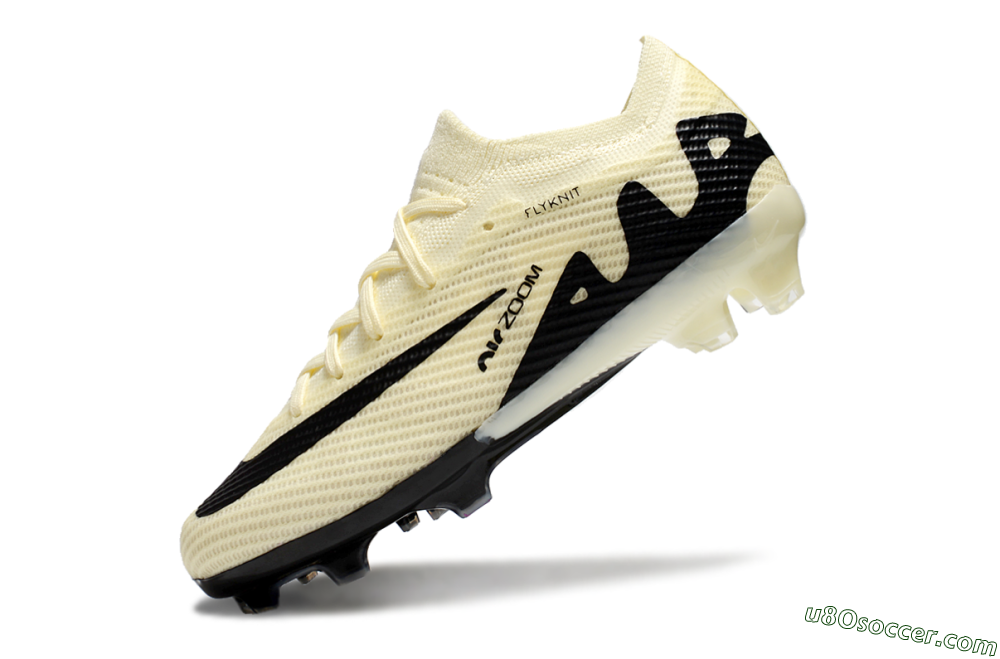 Kids Nike Air Zoom Mercurial Vapor 15 Elite FG Firm Ground Soccer Cleats - Beige/Black 5