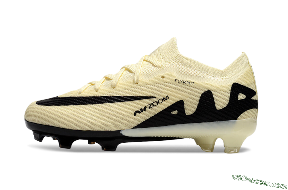 Kids Nike Air Zoom Mercurial Vapor 15 Elite FG Firm Ground Soccer Cleats - Beige/Black 2