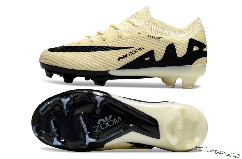 Kids Nike Air Zoom Mercurial Vapor 15 Elite FG Firm Ground Soccer Cleats - Beige/Black 0