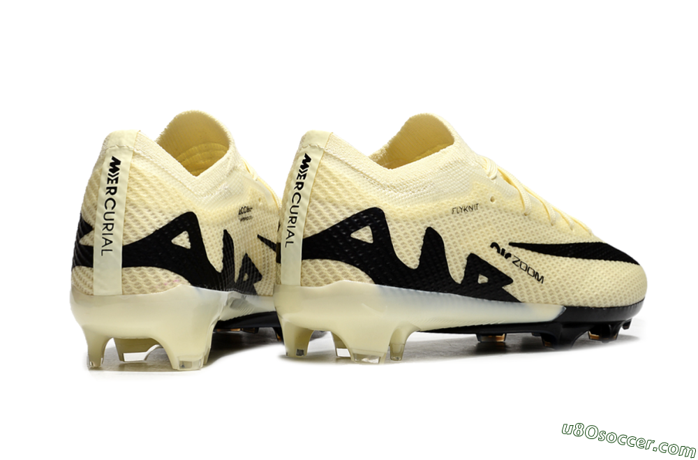 Kids Nike Air Zoom Mercurial Vapor 15 Elite FG Firm Ground Soccer Cleats - Beige/Black 6
