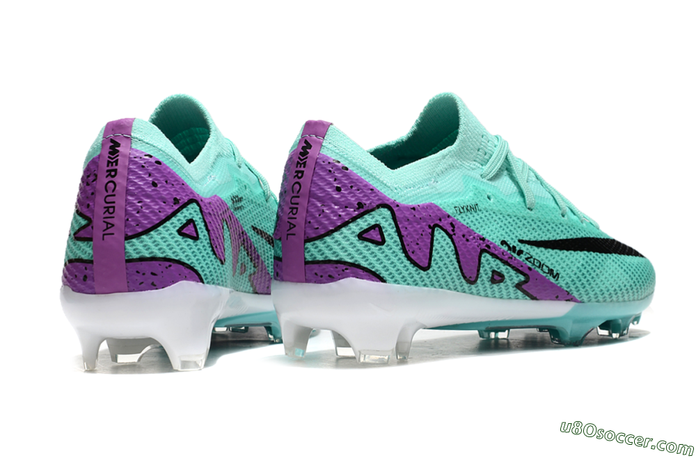 Kids Nike Air Zoom Mercurial Vapor 15 Elite FG Firm Ground Soccer Cleats - Jade/Purple/Black 6