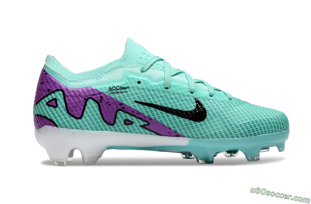 Kids Nike Air Zoom Mercurial Vapor 15 Elite FG Firm Ground Soccer Cleats - Jade/Purple/Black 7
