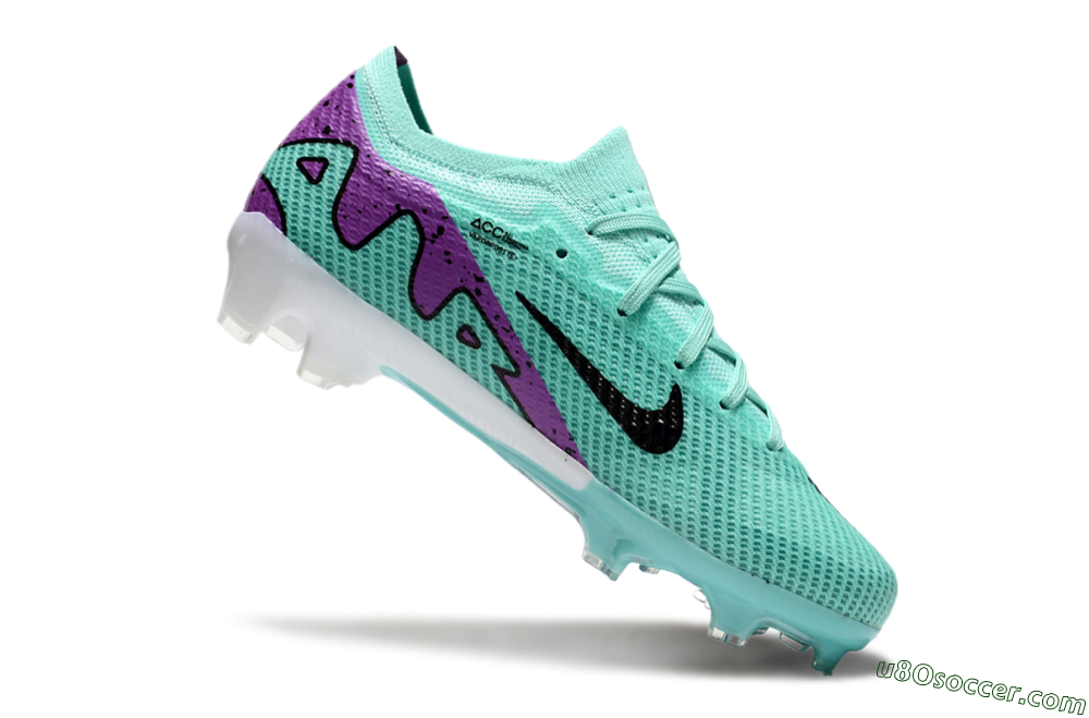 Kids Nike Air Zoom Mercurial Vapor 15 Elite FG Firm Ground Soccer Cleats - Jade/Purple/Black 4