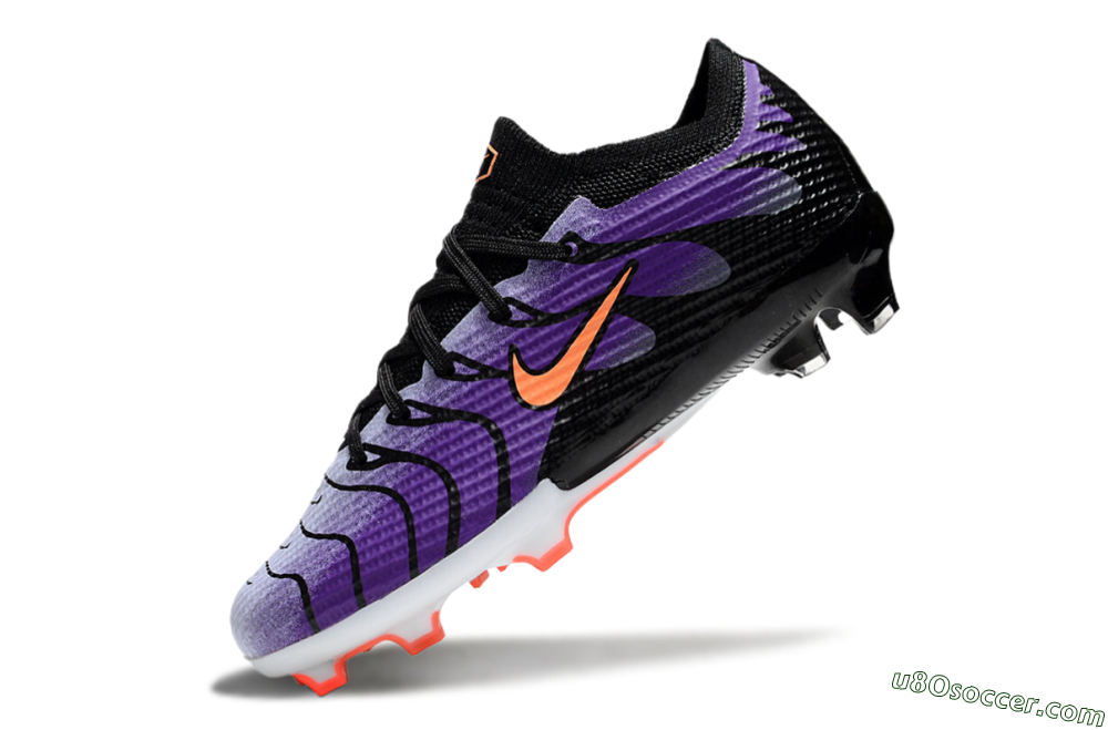 Kids Nike Air Zoom Mercurial Vapor 15 Elite FG Firm Ground Soccer Cleats - Purple/Orange/Black 5