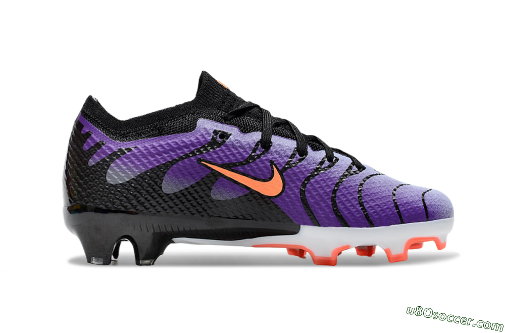 Kids Nike Air Zoom Mercurial Vapor 15 Elite FG Firm Ground Soccer Cleats - Purple/Orange/Black 6