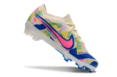 Kids Nike Air Zoom Mercurial Vapor 15 Elite FG Firm Ground Soccer Cleats - Beige/Blue/Yellow/Pink