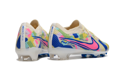 Kids Nike Air Zoom Mercurial Vapor 15 Elite FG Firm Ground Soccer Cleats - Beige/Blue/Yellow/Pink