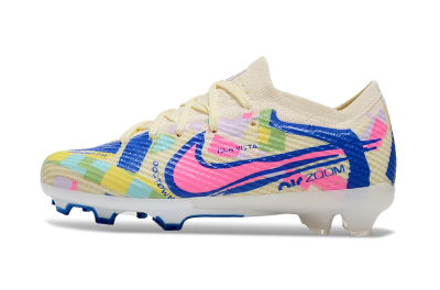 Kids Nike Air Zoom Mercurial Vapor 15 Elite FG Firm Ground Soccer Cleats - Beige/Blue/Yellow/Pink