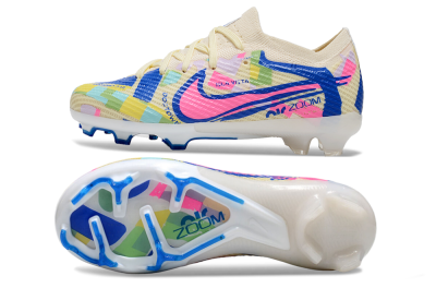 Kids Nike Air Zoom Mercurial Vapor 15 Elite FG Firm Ground Soccer Cleats - Beige/Blue/Yellow/Pink