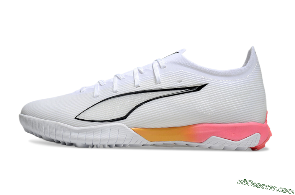 Puma Ultra Ultimate TF Artificial Turf Soccer Shoes - White/Black/Yellow/Pink 2