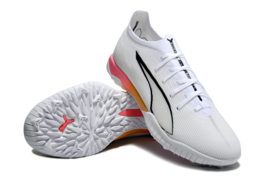 Puma Ultra Ultimate TF Artificial Turf Soccer Shoes - White/Black/Yellow/Pink