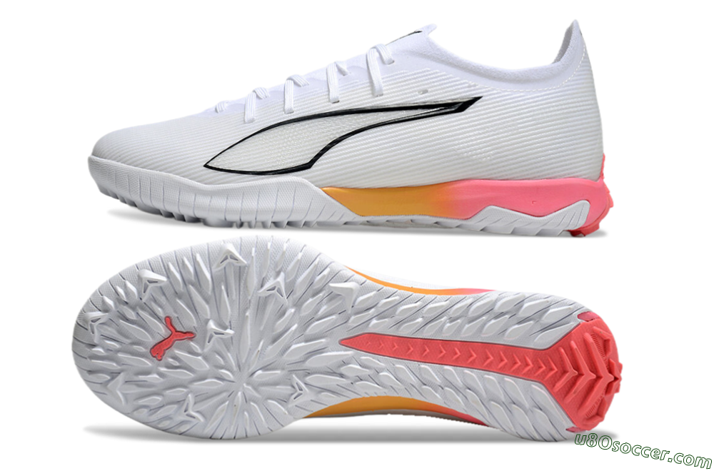 Puma Ultra Ultimate TF Artificial Turf Soccer Shoes - White/Black/Yellow/Pink 0