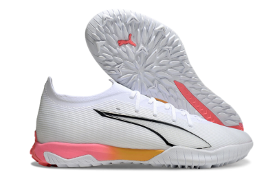 Puma Ultra Ultimate TF Artificial Turf Soccer Shoes - White/Black/Yellow/Pink