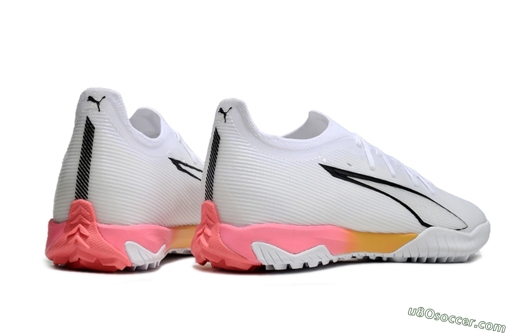 Puma Ultra Ultimate TF Artificial Turf Soccer Shoes - White/Black/Yellow/Pink 6