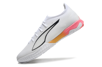 Puma Ultra Ultimate TF Artificial Turf Soccer Shoes - White/Black/Yellow/Pink
