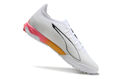Puma Ultra Ultimate TF Artificial Turf Soccer Shoes - White/Black/Yellow/Pink