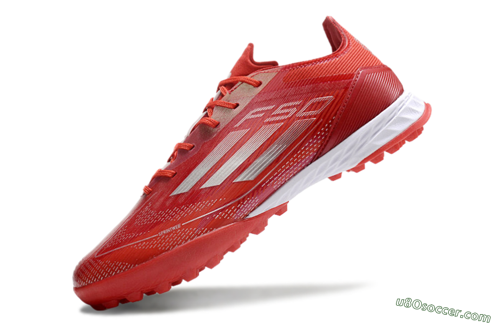 Adidas F50 Pro TF Artificial Turf Soccer Shoes - Red/Silver/White 5
