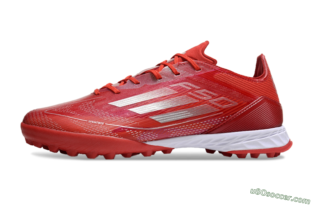 Adidas F50 Pro TF Artificial Turf Soccer Shoes - Red/Silver/White 2