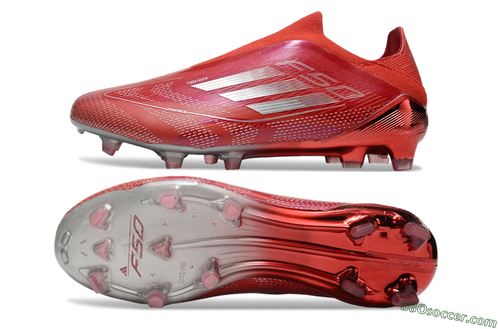 Adidas F50 Elite Laceless FG Firm Ground Soccer Cleats - Red/Silver 0