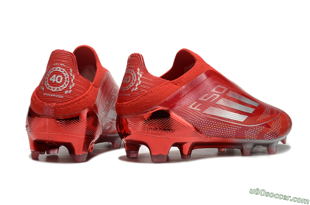 Adidas F50 Elite Laceless FG Firm Ground Soccer Cleats - Red/Silver 6