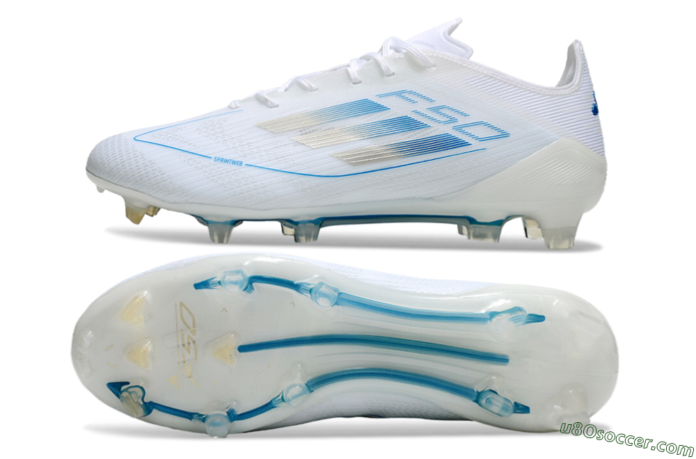 Adidas F50 Elite FG Firm Ground Soccer Cleats - White/Silver/Blue 0